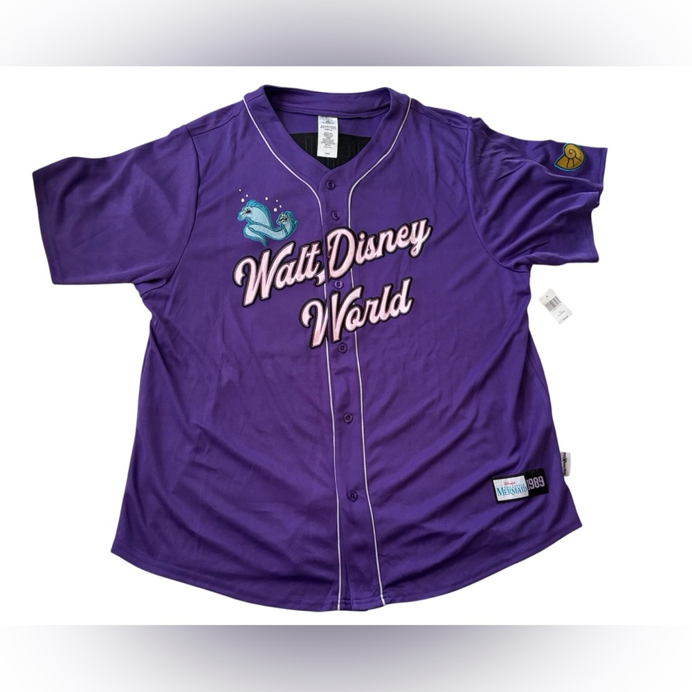 Disney Parks Ursula Purple Baseball Jersey w Embroidery Sz XL